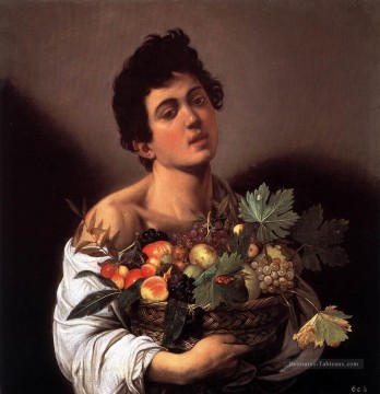 maja and celestina on a balcony Tableau Peinture - Garçon avec un panier de fruits Caravaggio